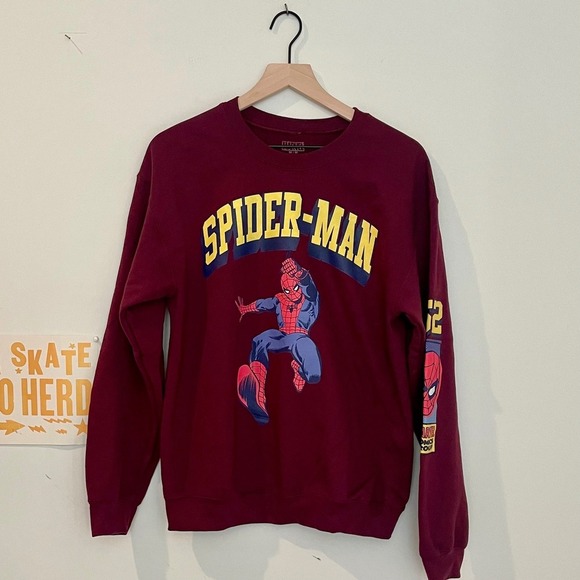 Marvel Other - Marvel Comics Spider-Man Graphic Sweatshirt Burgundy Pullover Men's M